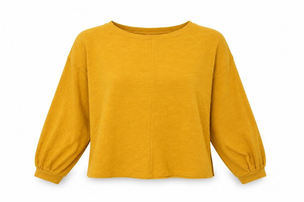 H&M Womens Yellow Polyester Basic Blouse Size S Boat Neck