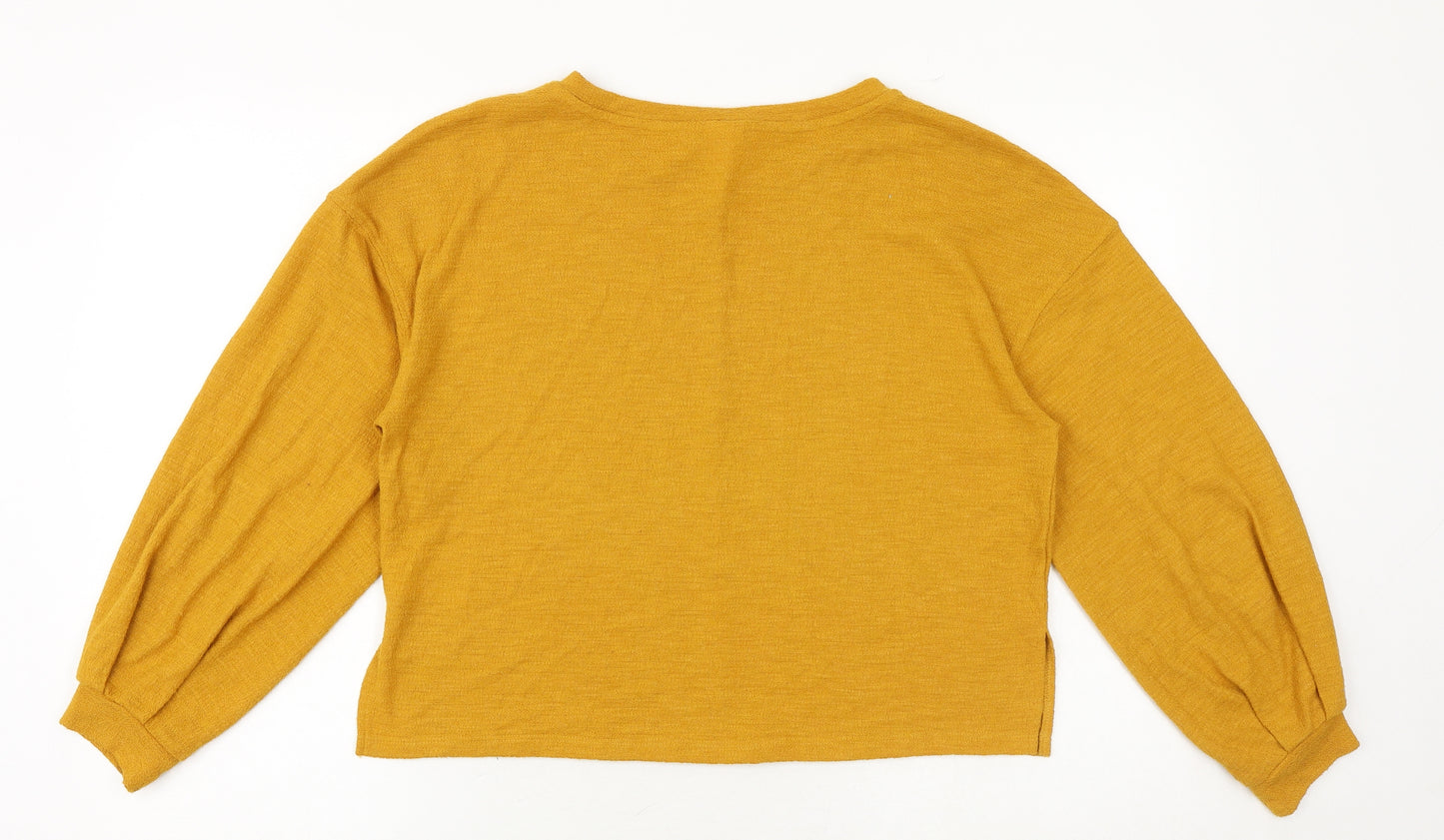 H&M Womens Yellow Polyester Basic Blouse Size S Boat Neck