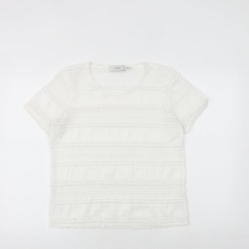 NEXT Womens White Polyester Basic T-Shirt Size 10 Round Neck