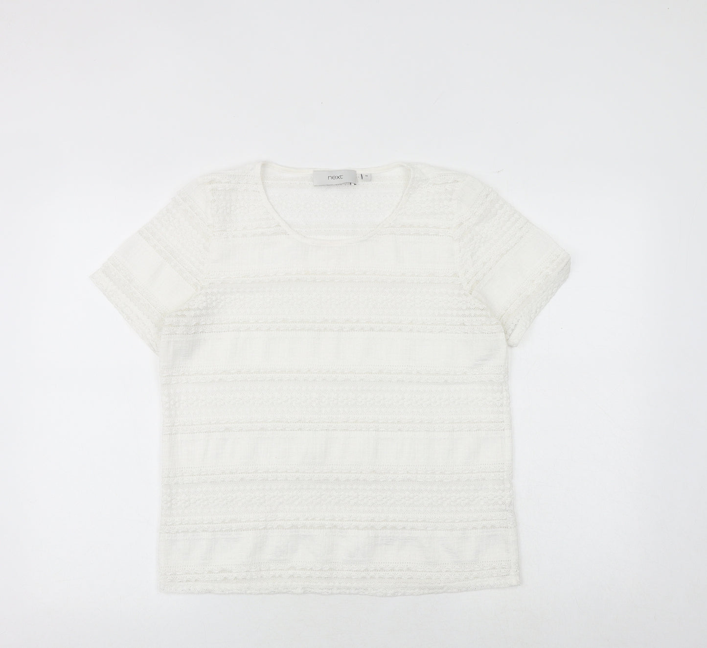 NEXT Womens White Polyester Basic T-Shirt Size 10 Round Neck
