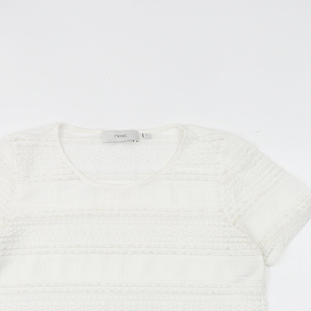 NEXT Womens White Polyester Basic T-Shirt Size 10 Round Neck
