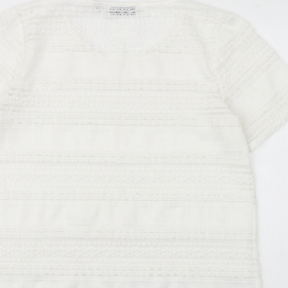 NEXT Womens White Polyester Basic T-Shirt Size 10 Round Neck