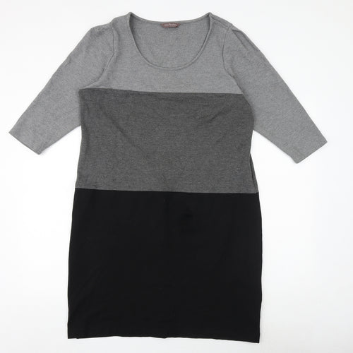 Marks and Spencer Womens Black Colourblock Polyamide Jumper Dress Size 18 Round Neck Pullover