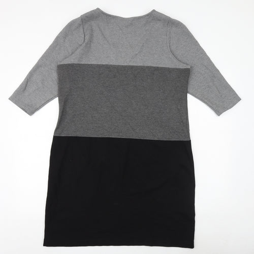 Marks and Spencer Womens Black Colourblock Polyamide Jumper Dress Size 18 Round Neck Pullover