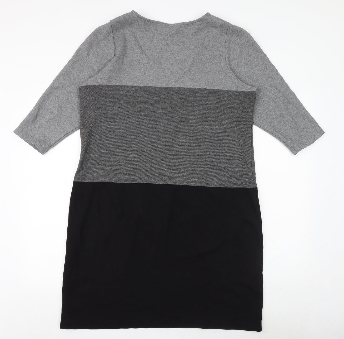 Marks and Spencer Womens Black Colourblock Polyamide Jumper Dress Size 18 Round Neck Pullover