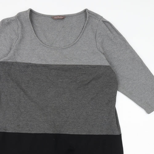Marks and Spencer Womens Black Colourblock Polyamide Jumper Dress Size 18 Round Neck Pullover