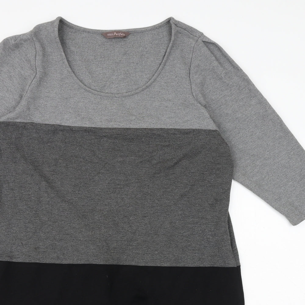 Marks and Spencer Womens Black Colourblock Polyamide Jumper Dress Size 18 Round Neck Pullover