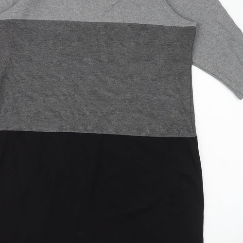 Marks and Spencer Womens Black Colourblock Polyamide Jumper Dress Size 18 Round Neck Pullover