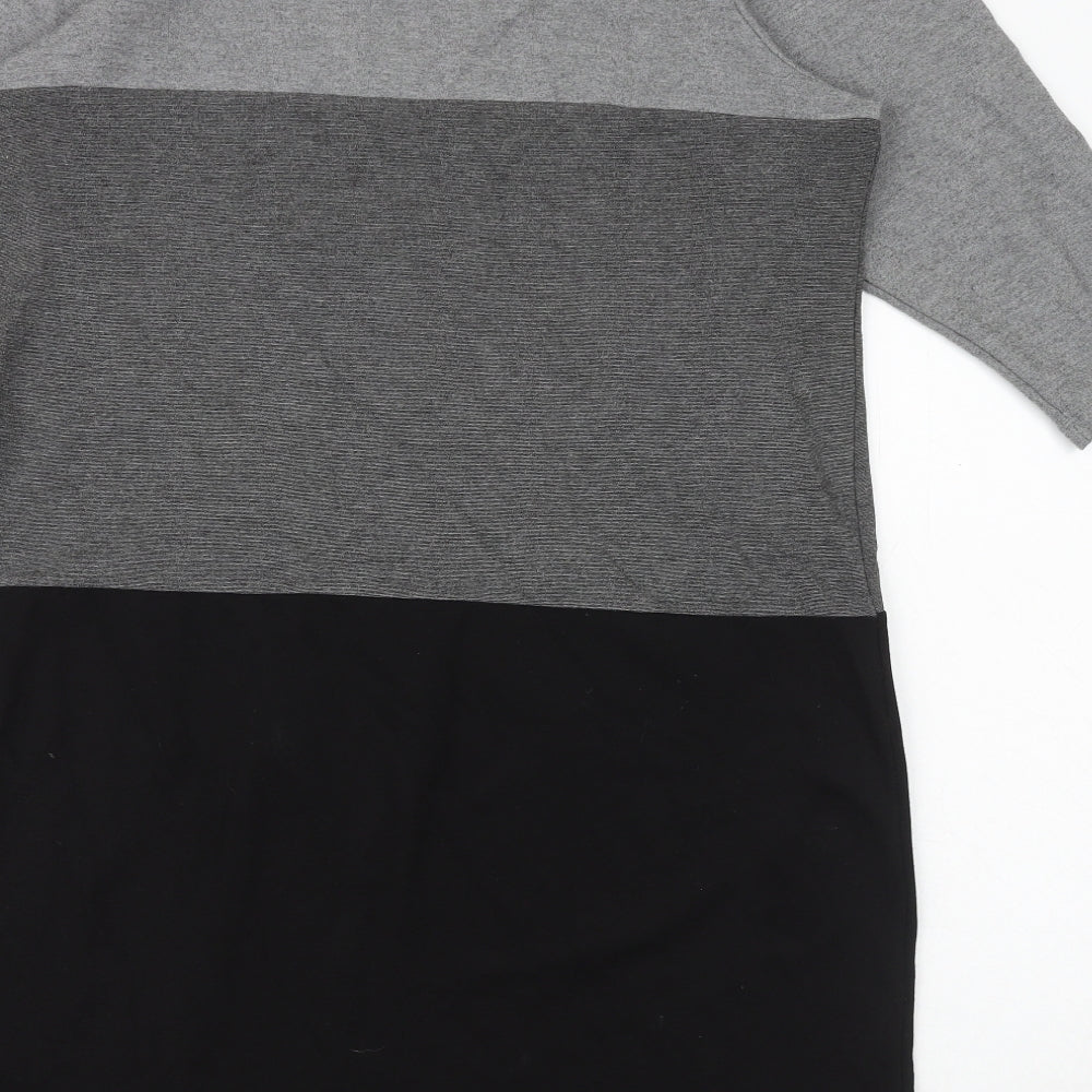 Marks and Spencer Womens Black Colourblock Polyamide Jumper Dress Size 18 Round Neck Pullover
