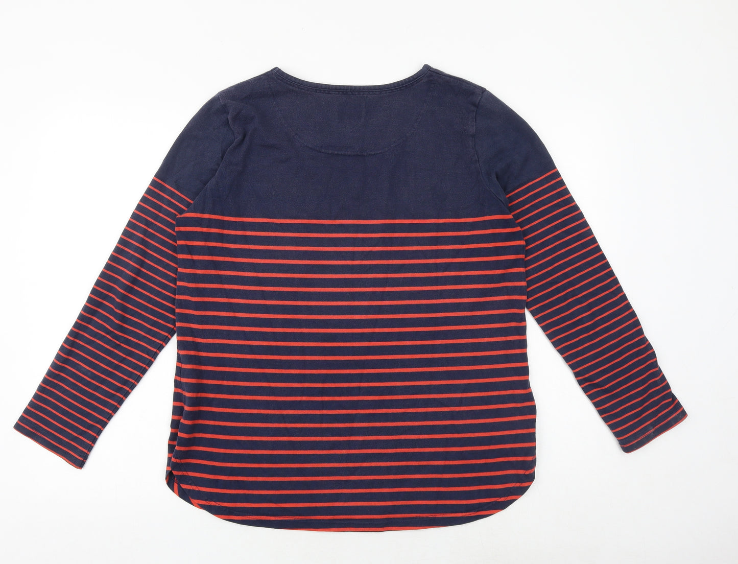 Joules Womens Blue Striped 100% Cotton Basic T-Shirt Size 16 Round Neck