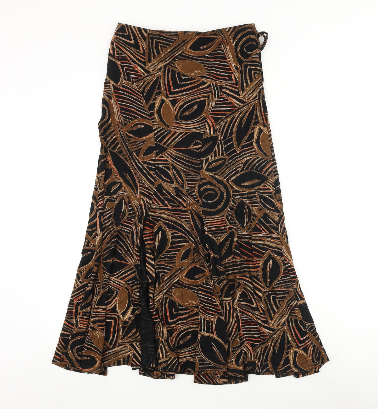 CC Womens Brown Geometric Viscose Swing Skirt Size S Button