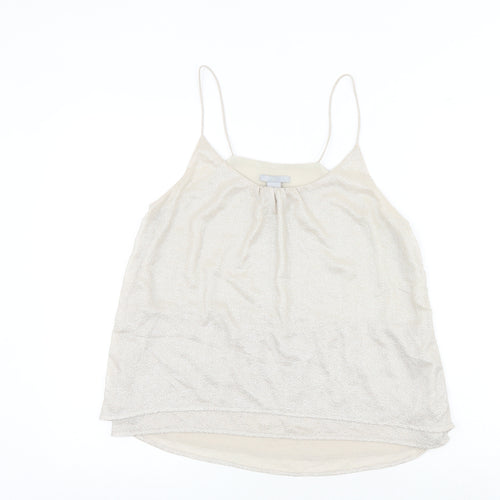 H&M Womens Gold Geometric Polyester Basic Tank Size 6 Round Neck