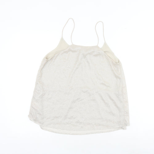 H&M Womens Gold Geometric Polyester Basic Tank Size 6 Round Neck