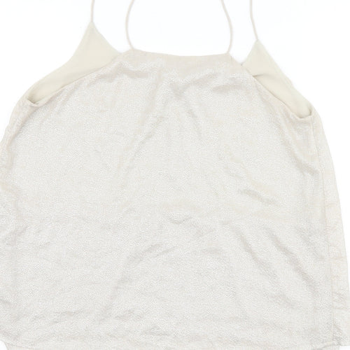 H&M Womens Gold Geometric Polyester Basic Tank Size 6 Round Neck