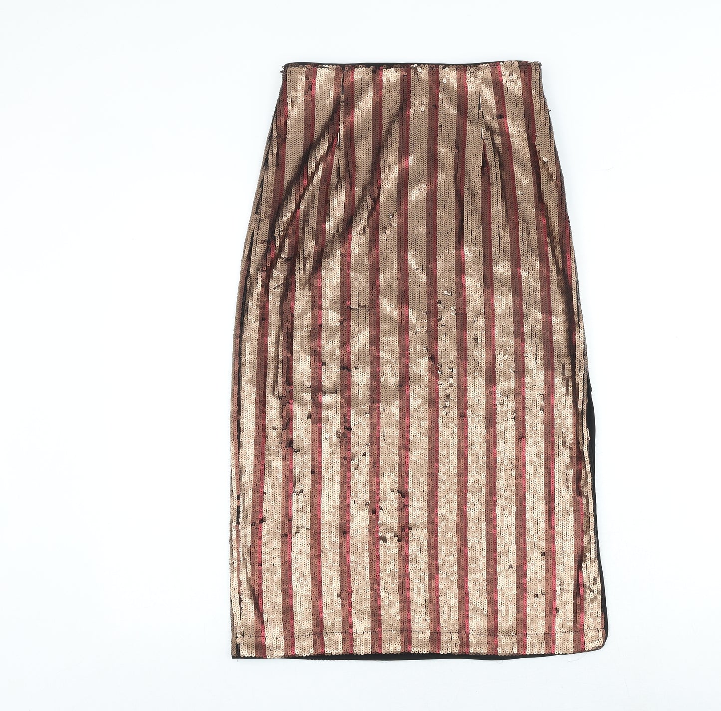 Autograph Womens Multicoloured Striped Polyester A-Line Skirt Size 8 Zip