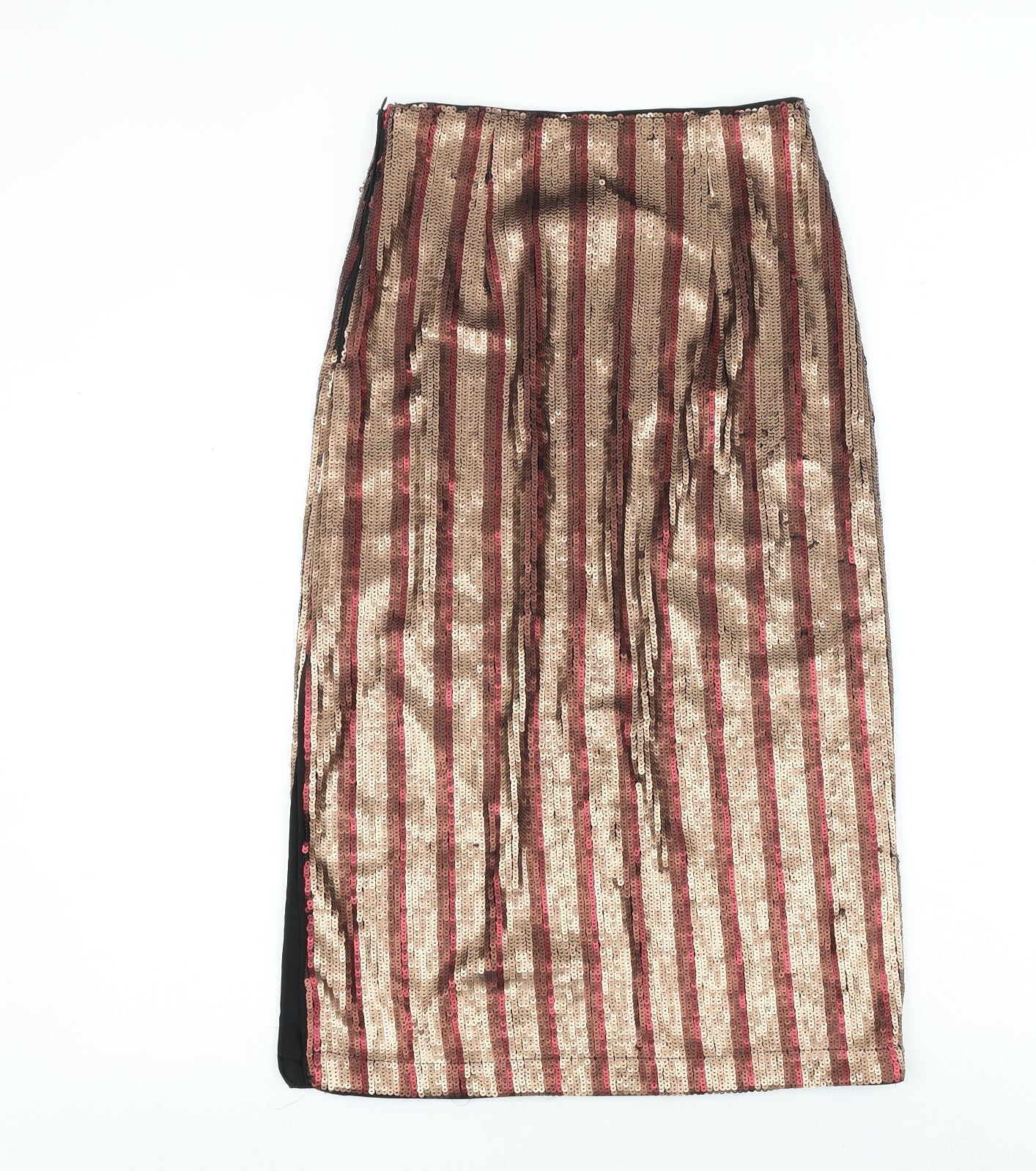 Autograph Womens Multicoloured Striped Polyester A-Line Skirt Size 8 Zip