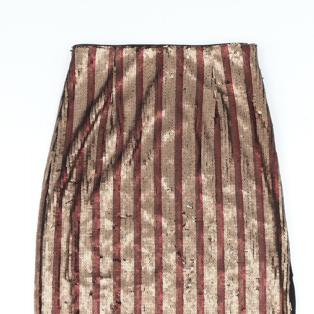 Autograph Womens Multicoloured Striped Polyester A-Line Skirt Size 8 Zip