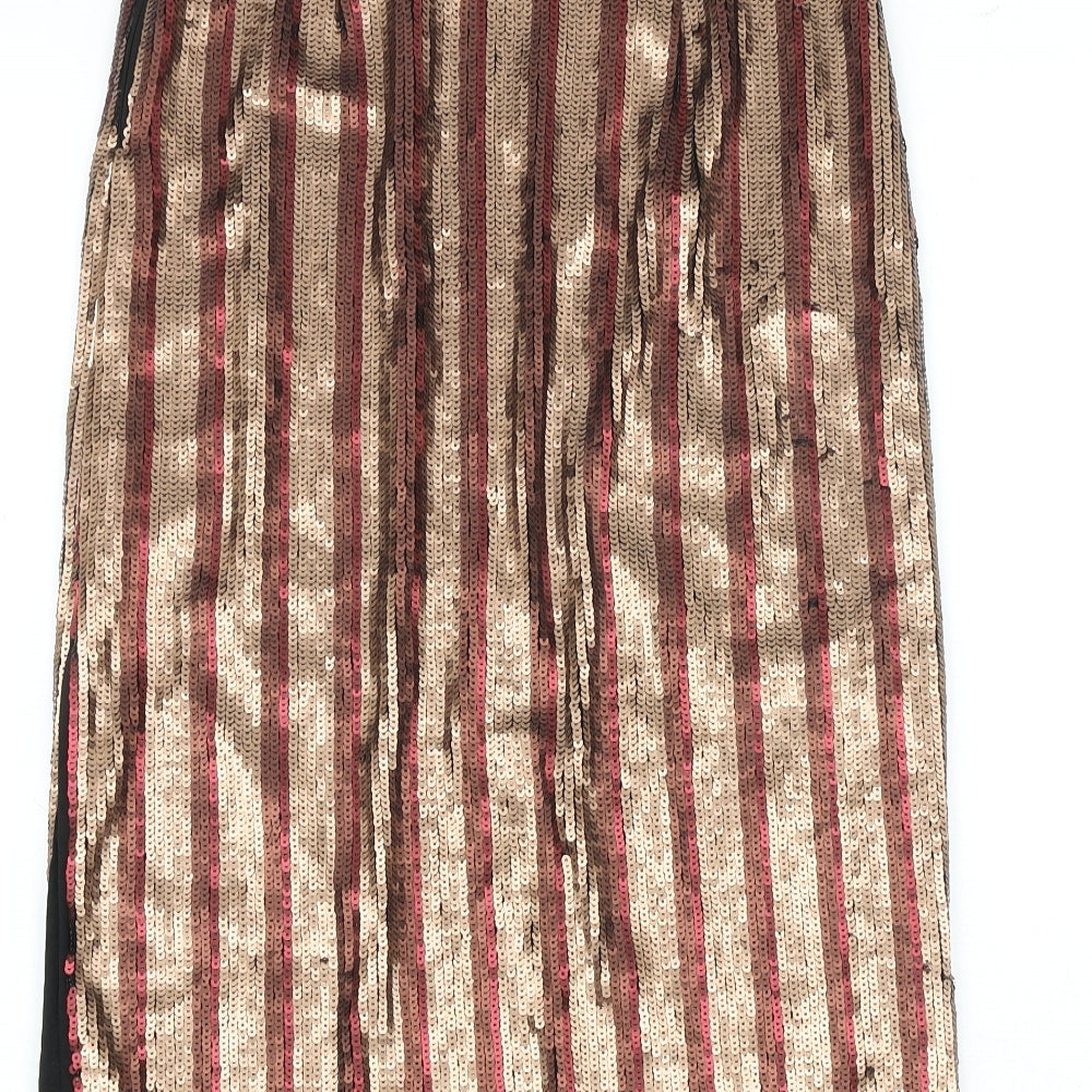 Autograph Womens Multicoloured Striped Polyester A-Line Skirt Size 8 Zip