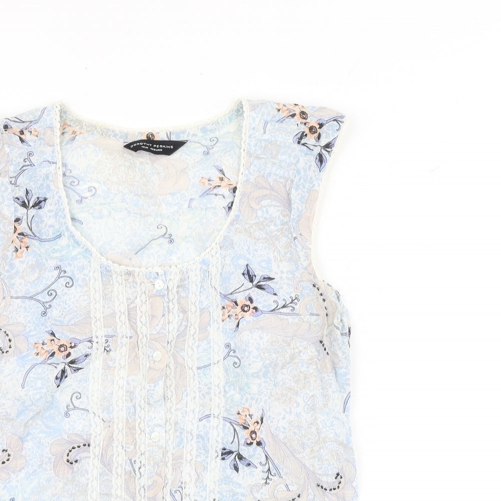 Dorothy Perkins Womens Multicoloured Geometric 100% Cotton Basic Tank Size 12 Round Neck