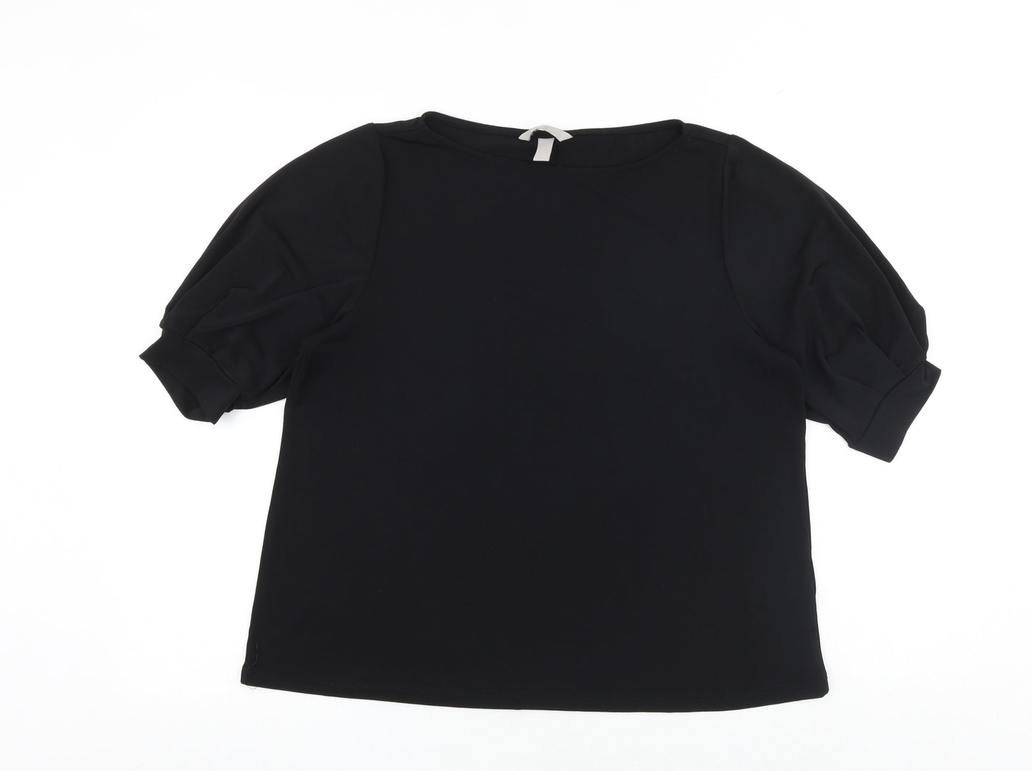 H&M Womens Black Polyester Basic Blouse Size M Round Neck