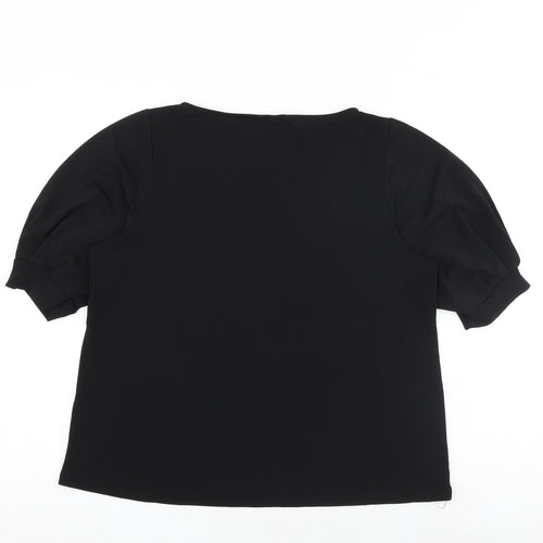 H&M Womens Black Polyester Basic Blouse Size M Round Neck