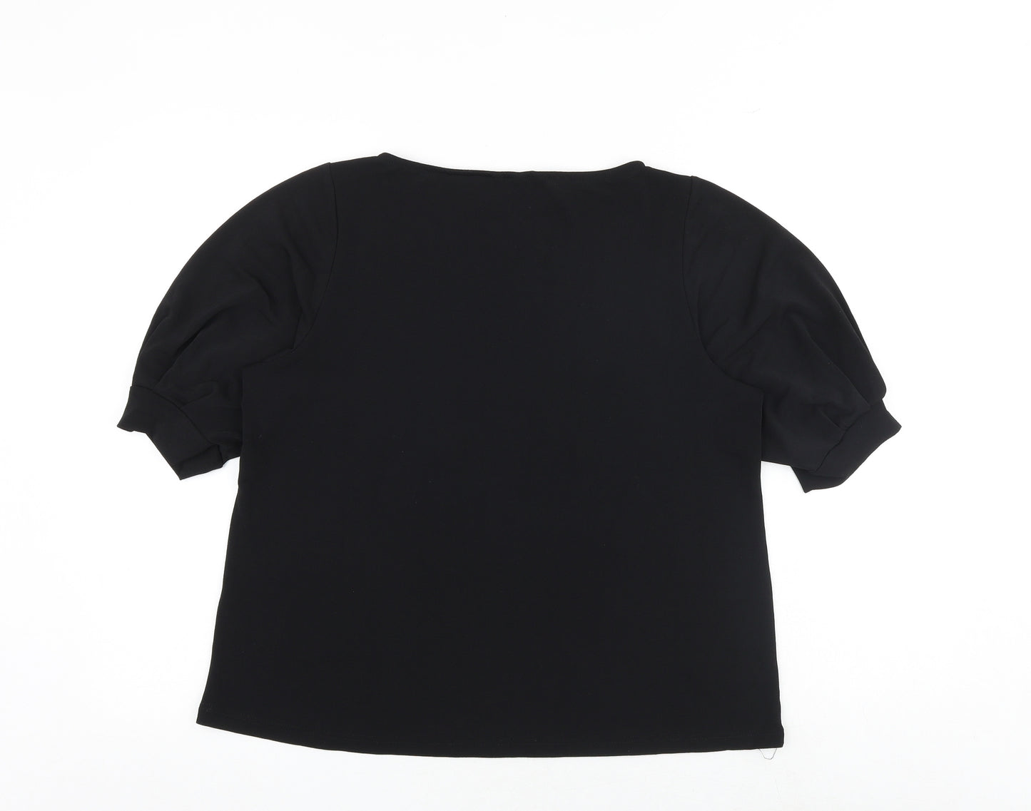 H&M Womens Black Polyester Basic Blouse Size M Round Neck