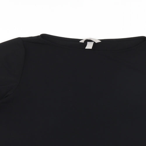 H&M Womens Black Polyester Basic Blouse Size M Round Neck