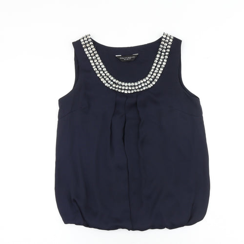 Dorothy Perkins Womens Blue Polyester Basic Tank Size 8 Round Neck