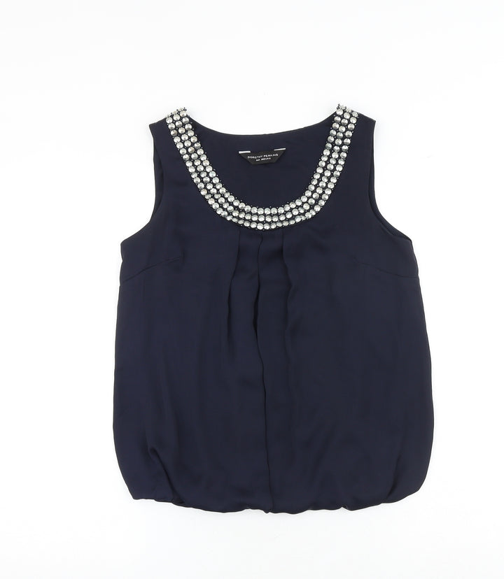 Dorothy Perkins Womens Blue Polyester Basic Tank Size 8 Round Neck