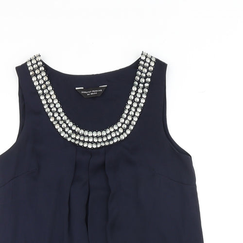 Dorothy Perkins Womens Blue Polyester Basic Tank Size 8 Round Neck