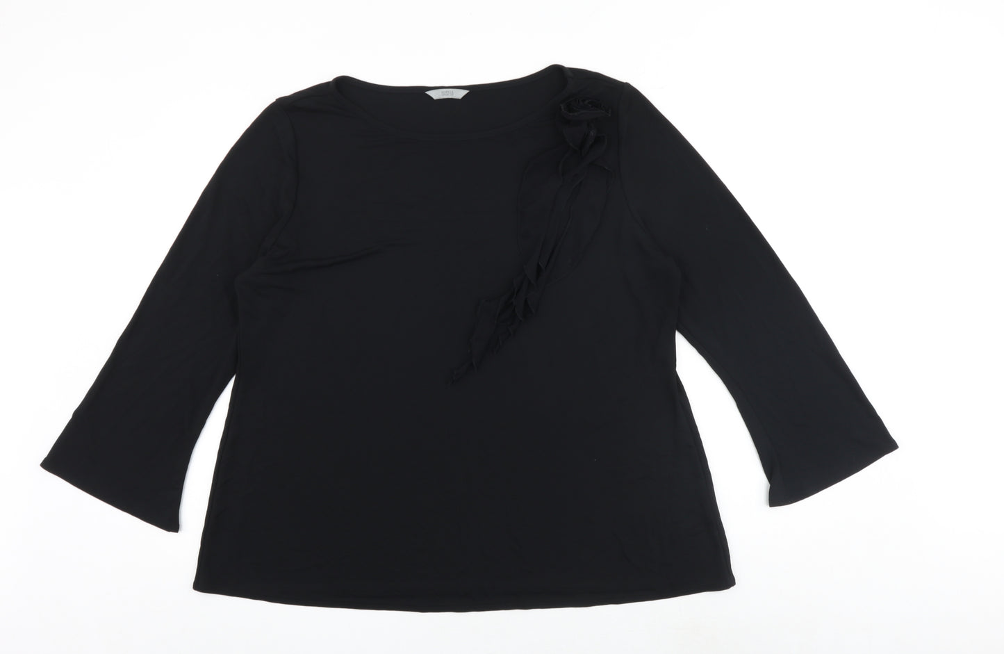 Marks and Spencer Womens Black Polyester Basic T-Shirt Size 22 Boat Neck