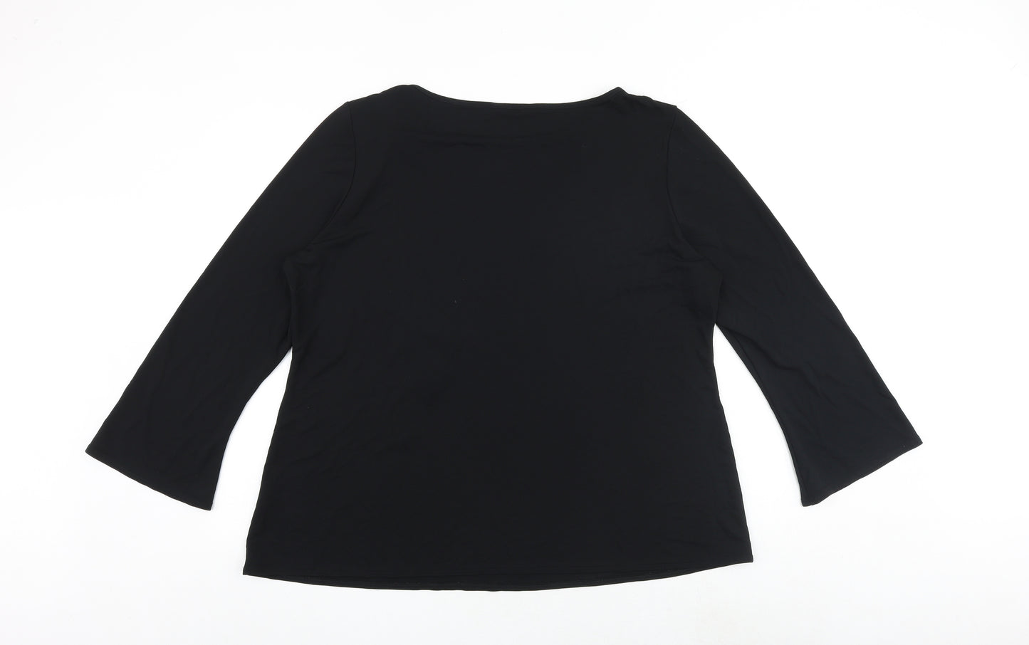 Marks and Spencer Womens Black Polyester Basic T-Shirt Size 22 Boat Neck