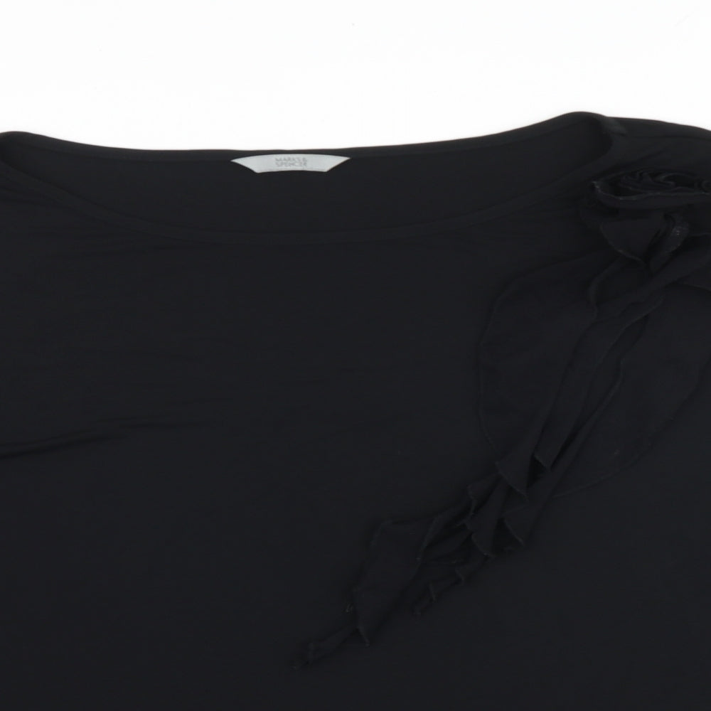 Marks and Spencer Womens Black Polyester Basic T-Shirt Size 22 Boat Neck