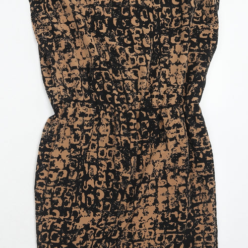 Topshop Womens Brown Geometric Polyester A-Line Size 10 V-Neck Pullover