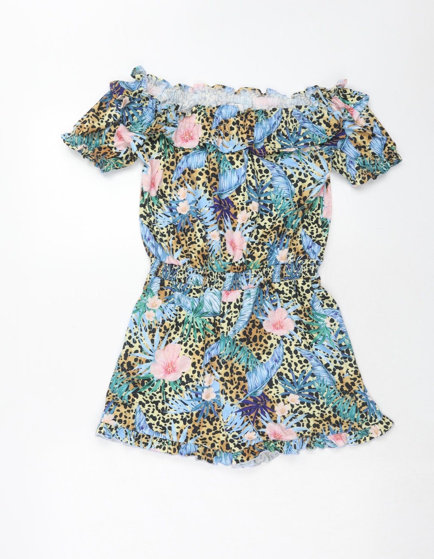 River Island Girls Multicoloured Geometric Polyester Playsuit One-Piece Size 11-12 Years Pullover