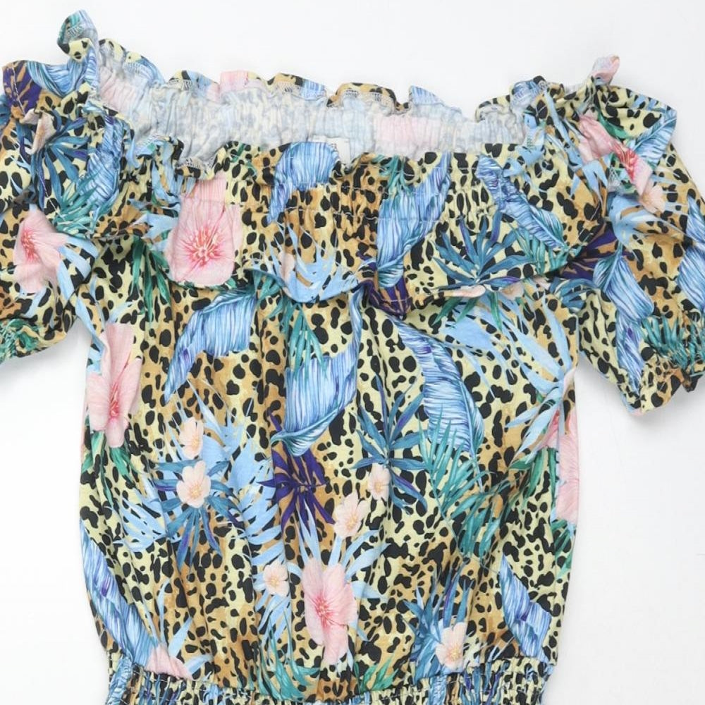 River Island Girls Multicoloured Geometric Polyester Playsuit One-Piece Size 11-12 Years Pullover