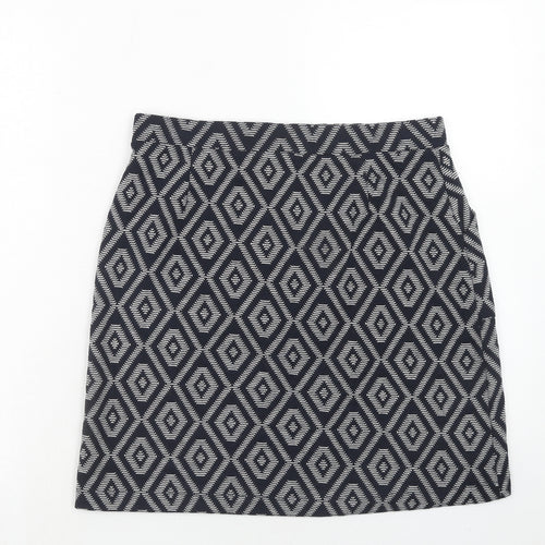 NEXT Womens Blue Geometric Polyester A-Line Skirt Size 12