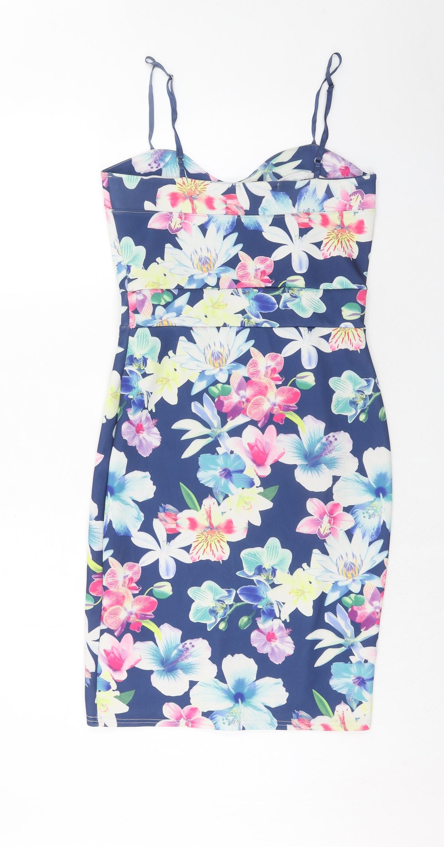 Cameo Rose Womens Blue Floral Polyester A-Line Size 12 Sweetheart Pullover
