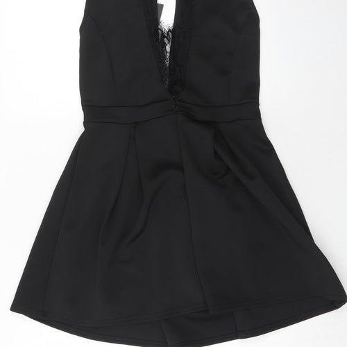 Girls On Film Womens Black Polyester Fit & Flare Size 12 Round Neck Zip