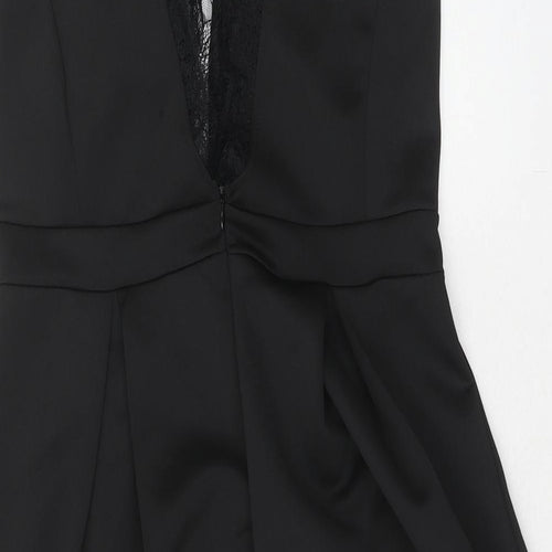 Girls On Film Womens Black Polyester Fit & Flare Size 12 Round Neck Zip