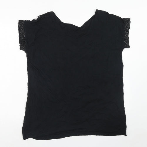 NEXT Womens Black Geometric Modal Basic Blouse Size 10 Boat Neck
