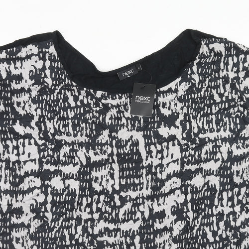 NEXT Womens Black Geometric Modal Basic Blouse Size 10 Boat Neck