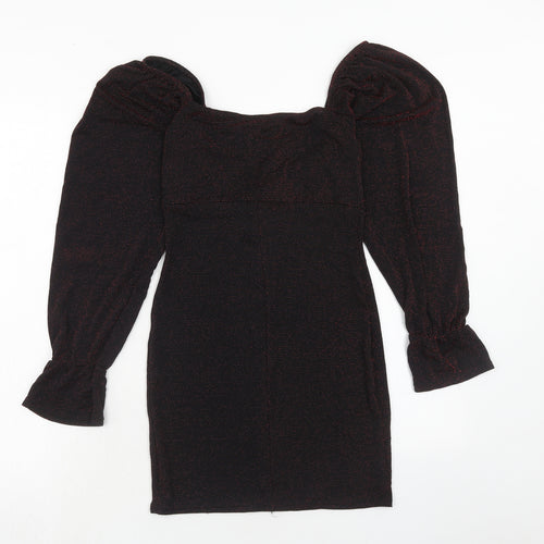 Boohoo Womens Red Polyester Mini Size 12 Round Neck Pullover