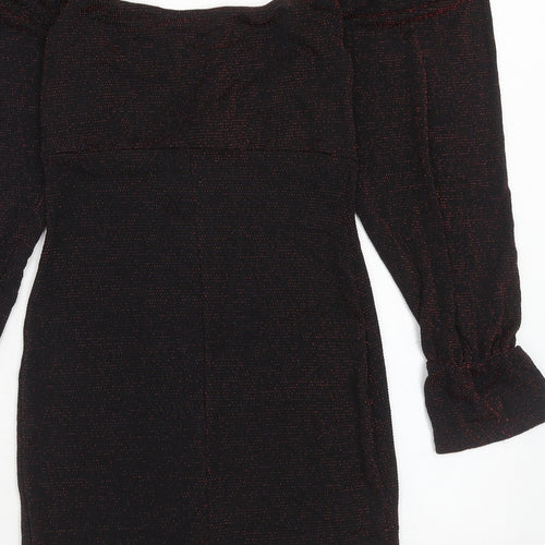 Boohoo Womens Red Polyester Mini Size 12 Round Neck Pullover