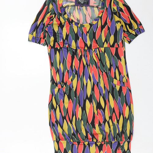 Pepe Jeans Womens Multicoloured Geometric Polyester A-Line Size S Round Neck Pullover