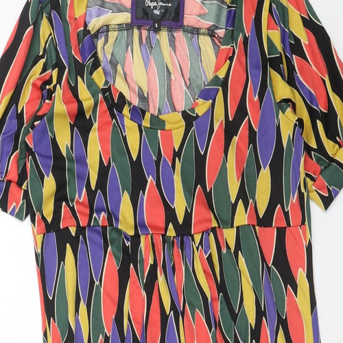Pepe Jeans Womens Multicoloured Geometric Polyester A-Line Size S Round Neck Pullover