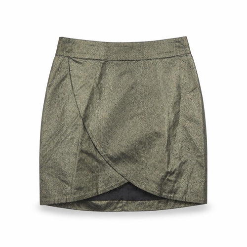 Bershka Womens Gold Cotton A-Line Skirt Size S Zip