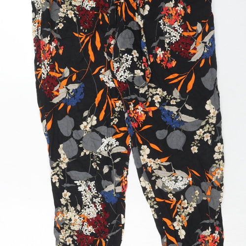 Wallis Womens Multicoloured Geometric Viscose Trousers Size 14 Regular Drawstring