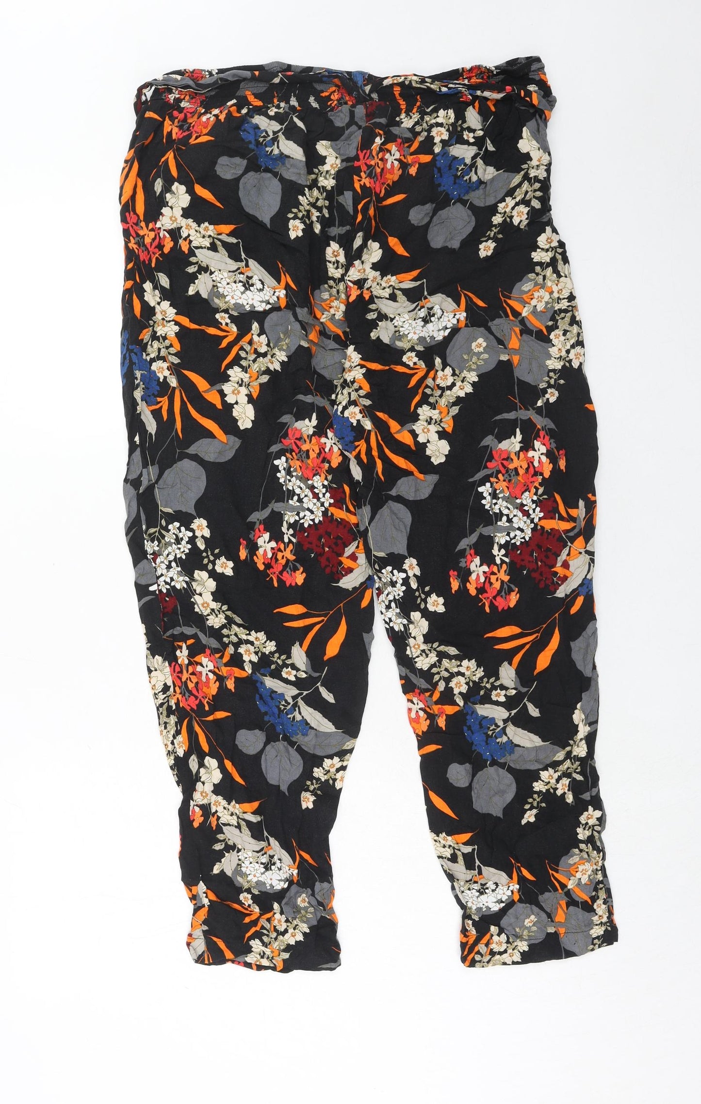 Wallis Womens Multicoloured Geometric Viscose Trousers Size 14 Regular Drawstring