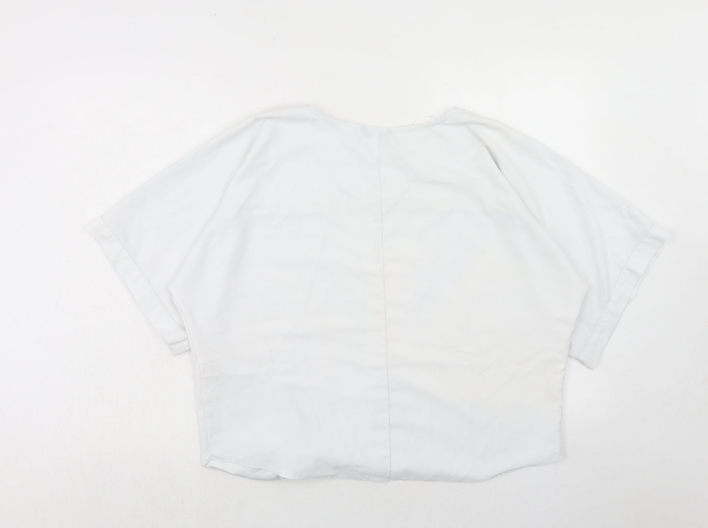 Roman Womens White Polyester Basic Blouse Size 10 Boat Neck - Tie Front Detail